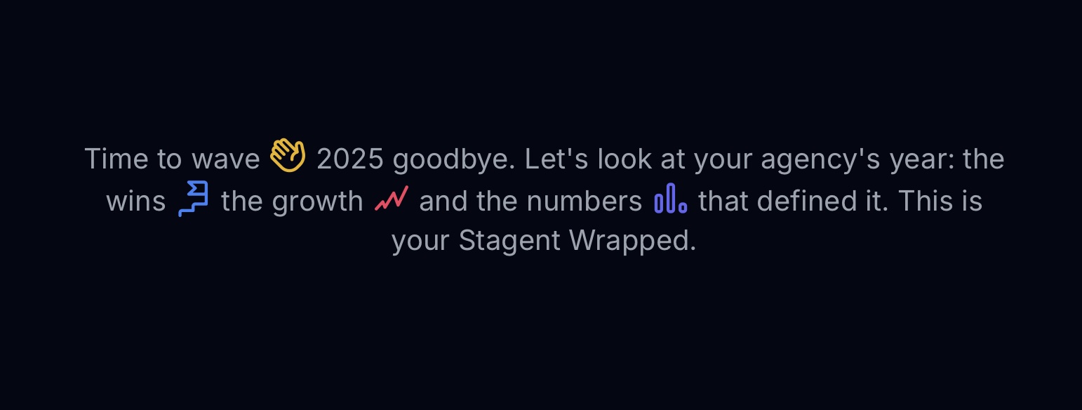 Stagent Wrapped: a year of shows, airports, and cities in one page